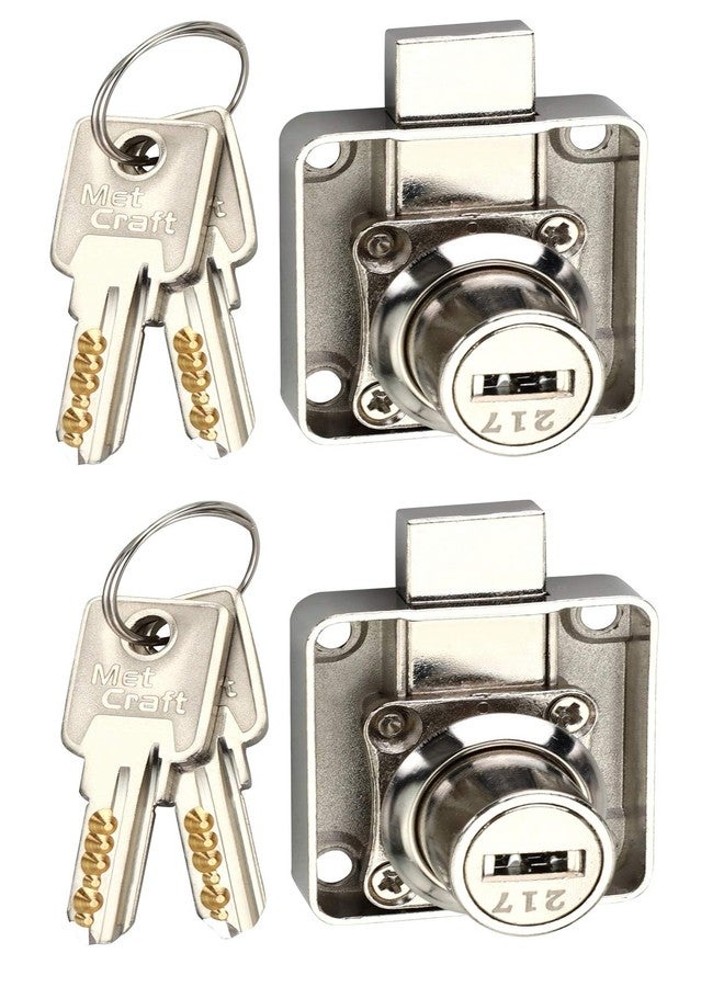 Met Craft Zinc Dimple Multipurpose Key Lock With 2 Dimple Key (22 Mm, Silver)- Pack Of 2. - Image 1